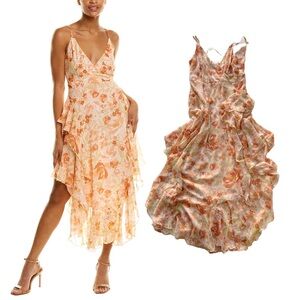 Bardot Orange floral midi dress